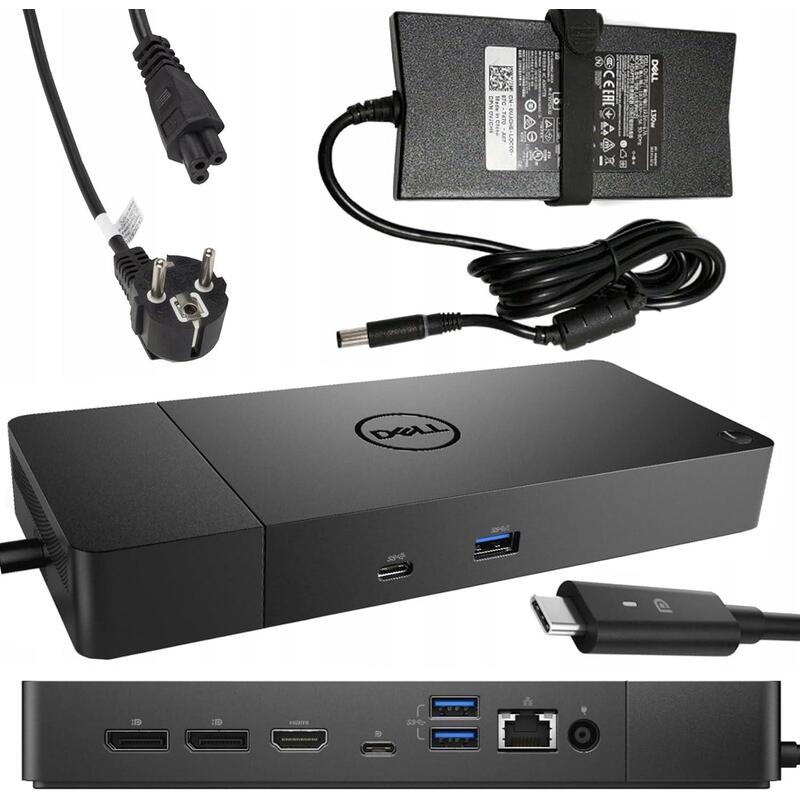 Docking Station Reacondicionado Dell Wd19 180w Negro 3 Usb-C 2 Dp 1 Hdmi 3 Usb 3.0 Rj45 Thunderbolt 3.0 Con Cargador 180w K20a K20a001