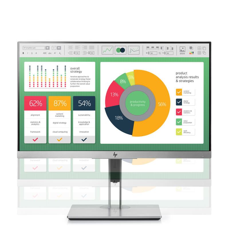 Monitor Reacondicionado Hp 21.5" Elitedisplay E223, Full Hd ,Hdmi, Vga, Displayport, 2 Usb, Plata, Negro 1 Año De Garantia