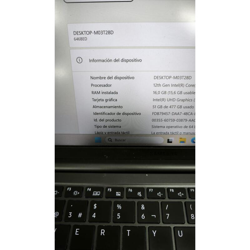 Portátil Samsung Np641bed-Ka1es I7-1260p 16gb 512b 14,0" Fhd Led W11pro Instalado Teclado Español 1 Año De Garantia