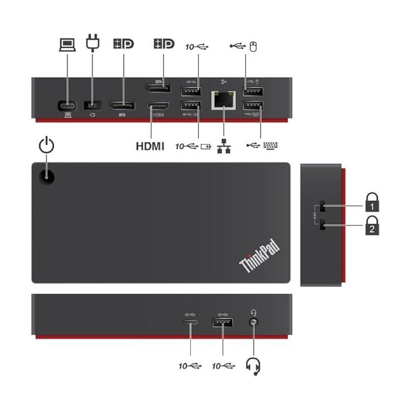 Docking Reacondicionado Lenovo Thinkpad Dock Usb-C Gen2  Vga Dp