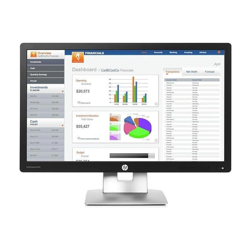 Monitor Reacondicionado 23" Hp E232 Led Ips 16:9 Black/Silver - (1920x1080)/Ha/Ti/Sw/Pi/Vga/Dp/Hdmi/Hdcp